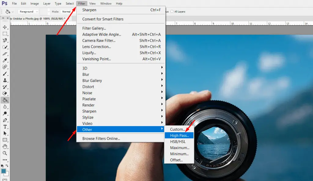 How to use Extra Layer in photoshop to unblur a picture