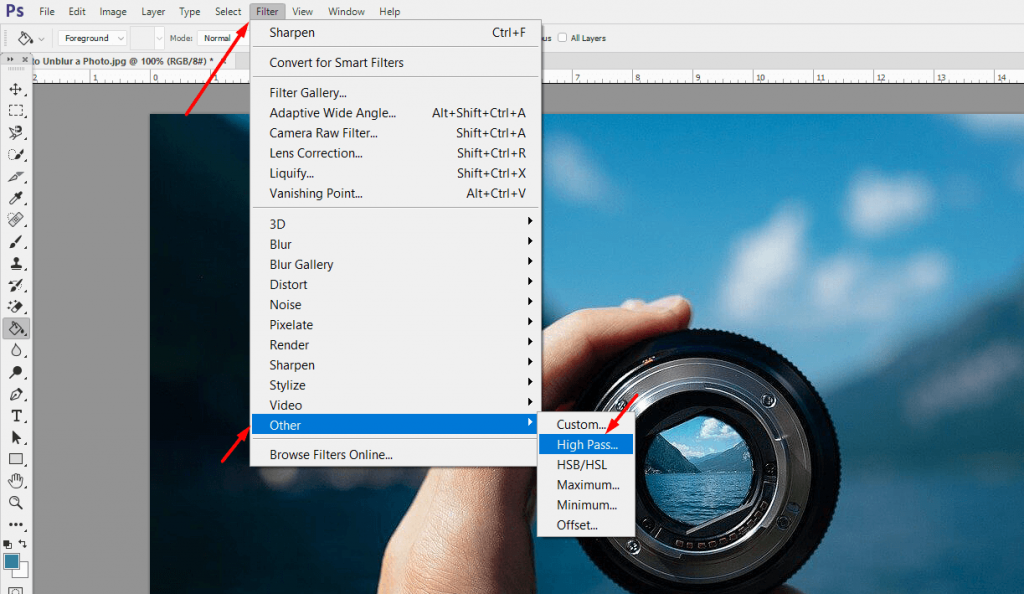 How to use Extra Layer in photoshop to unblur a picture