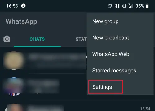 How to Get Unblocked On WhatsApp - Go to settings