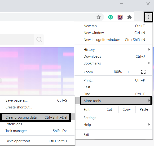 Clear Browser Cookies and Cache